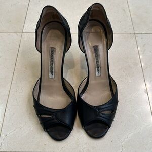 Manolo Blahnik black leather pumps